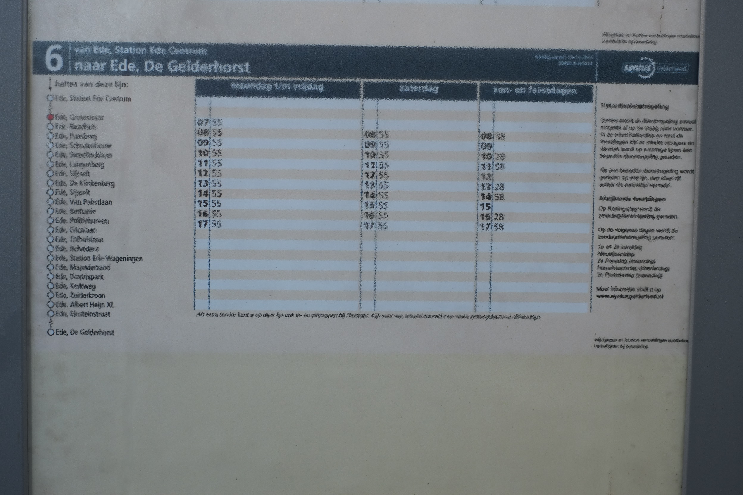 Vaststelling dienstregelingen 2018 GS Gelderland